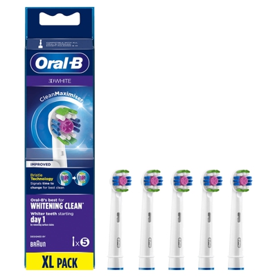 Oral-B 3D White Brush Head with Clean Maximiser - 5 Counts