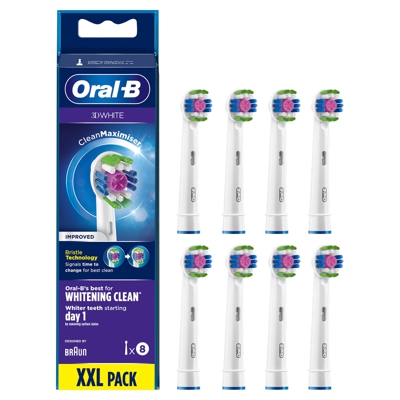 Oral-B 3D White Brush Head with Clean Maximiser - 8 Counts