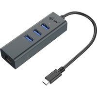 Metal USB-C HUB 3 Port + Gigabit Ethernet Adapter, Hub USB