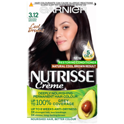 Garnier Nutrisse Permanent Hair Dye (Various Shades) - 3.12 Frozen Brown características