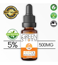 Huile de Chanvre BIO  Broad Spectrum 5% 500 mg 10 ml Hemp Oil saveur Orange precio