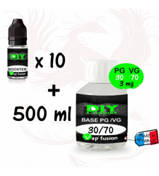 Lot base neutre - 500 ml - PG/VG 30-70 + 3 à 9 mg  booster 20mg - Diy e liquide - Vapfusion características