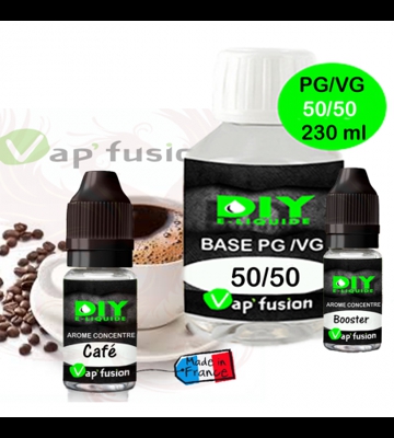 Pack base DIY facile e liquide Café 230 ml Vap'fusion Arôme + Booster