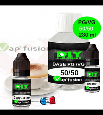 Pack base DIY facile e liquide Cappuccino 230 ml Vap'fusion Arôme + Booster