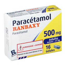 Paracétamol Ranbaxy 500 mg características