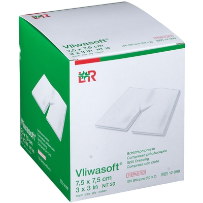 Vliwasoft® Compresses préécoupées 7.5 x 7.5 cm