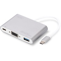 DA-70839 câble vidéo et adaptateur 0,2 m USB Type-C VGA (D-Sub) + USB Argent