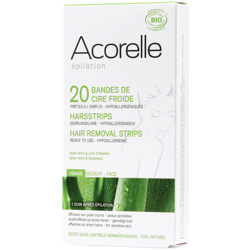 Bandes prêtes à l'emploi pour le visage à l'aloe vera et à la cire d'abeille Acorelle – 20 bandes características