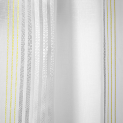 Tissu voile blanc fines rayures jaunes en oferta