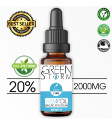 Huile de Chanvre BIO  Broad Spectrum 20% 2000 mg 10 ml Hemp Oil saveur Menthe características