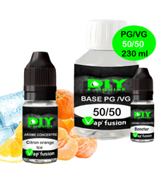 Pack base DIY facile e liquide Citron Orange Ice  230 ml Vap'fusion Arôme + booster características