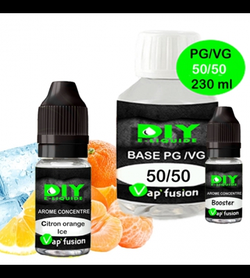 Pack base DIY facile e liquide Citron Orange Ice  230 ml Vap'fusion Arôme + booster