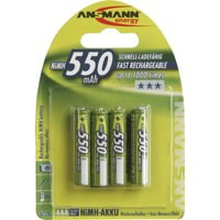 Blister 4 X Accu, AAA, 550 mAh AAA / HR03 Hybrides nickel-métal (NiMH), Batterie características