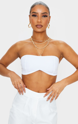 Bralette bandeau en maille tissée blanche à détail sous la poitrine, Blanc características