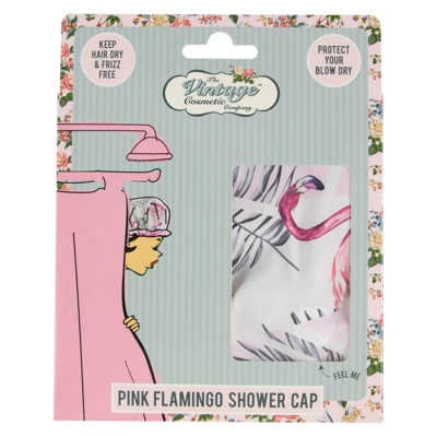 Bonnet de Douche The Vintage Cosmetic Company – Motif Flamant Rose