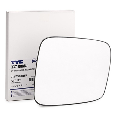 TYC Miroir De Rétroviseur 337-0088-1 Glace Retroviseur,Verre De Rétroviseur VW,TRANSPORTER IV Autobús 70XB, 70XC, 7DB, 7DW,TRANSPORTER IV Furgón 70XA