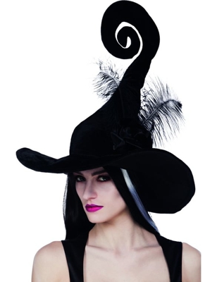 Cappello da strega nero con piume Halloween