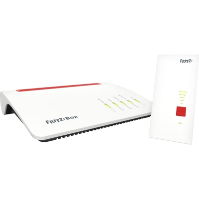 FRITZ! Mesh Set 7590+2400 router wireless Dual-band (2.4 GHz/5 GHz) Gigabit Ethernet 3G 4G Nero, Rosso, Bianco, Router di rete