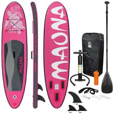 Surfboard Stand Up Paddle Board Sup Maona Pagaia Gonfiabile Rosa 308 X 76 X 10cm