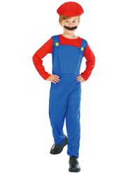 Costume da idraulico rosso e blu per bambino características