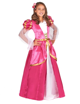 Costume da principessa medievale rosa per bambina