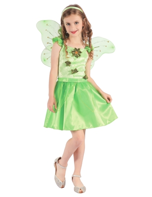 Costume da fatina verde con petali per bambina