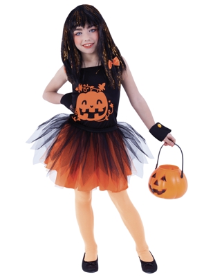 Costume zucca con accessori bambina