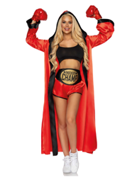 Costume deluxe rosso da pugile per donna precio