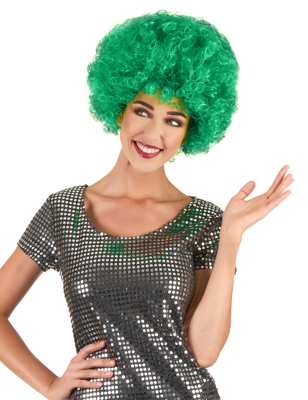 Parrucca afro/clown verde acceso confort per adulti