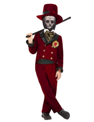 Costume sposo in rosso Dia de los muertos per bambino en oferta