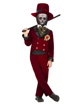 Costume sposo in rosso Dia de los muertos per bambino