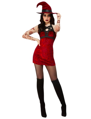 Costume strega satanica sexy rosso donna