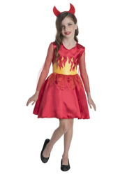 Costume miss diavoletta rossa con corna bambina precio