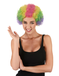 Parrucca afro multicolore clown adulto en oferta