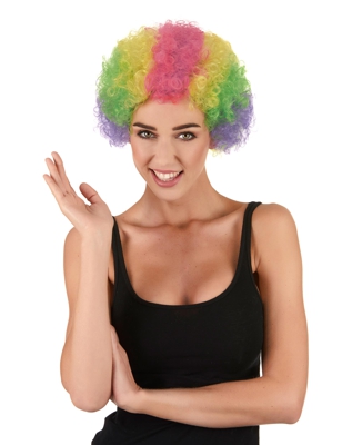 Parrucca afro multicolore clown adulto