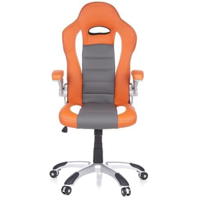 Sedia Da Gaming Racer Sport Similpelle Arancione / bianco, Schienale Alto, Ideale Per Giocatori, Braccioli Ribaltabili Verso L'alto