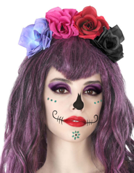 Cerchietto con fiori multicolore Dia de los Muertos adulto precio