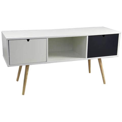 Tavolino Mobile Tv Legno 120x38xh57cm Bianco Nero Arredo Design Ha3111 características