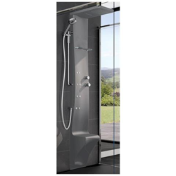 Colonna Doccia Novellini Dress Plus Idromassaggio Verticale Dorsale Attrezzata Miscelatore Meccanico Colore Grigio Ripiano Porta Oggetti Doccetta Mano Cascata Soffione Pioggia 20x20 Cm Seduta Installabile Parete Misura 28x55xh213 Cm precio