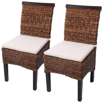 Set 2x Sedie M45 Intreccio Di Banano Gambe Scure Con Cuscini