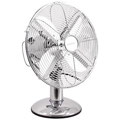 Tvt-33w - Ventilatore Da Tavolo In Stile Retrò Cromato, Con 3 Velocità, Oscillazione E Ventola, 35 Cm