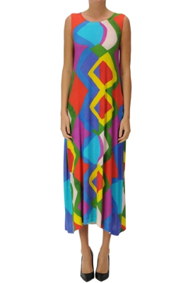 Printed knit long dress