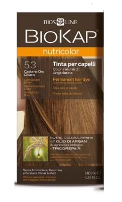 Biosline BIOKAP Nutricolor delicado tinte Color de pelo Marrón Oro 5.3 Nueva Luz