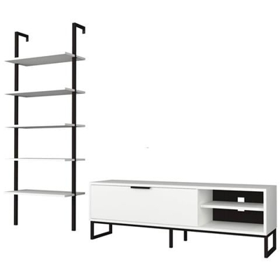 Mobile Porta Tv Con Libreria 5 Mensole Bianco 70x30xh. 180 Cm