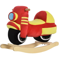 Dondolo per Bambini a Forma di Moto in Legno e Peluche Rosso e Giallo con Suoni Realistici - Homcom características