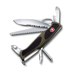 Coltellino svizzero Victorinox Ranger Grip 178 0.9663.MWC4 Verde/Nero con lama grande, 12 funzioni Comprende una grande lama di bloccaggio con una en oferta