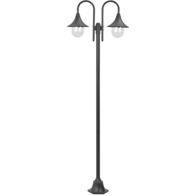 Lampione da Giardino E27 220 cm in Alluminio 2 Lampade Bronzo - ASUPERMALL