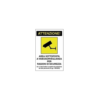 Cartello adesivo telecamera misure 18x12 dvr videosorveglianza - MAXXISTORE