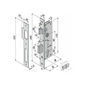 Serratura Inf.Legno 015.50.00.0 + 700.22.28 - WELKA