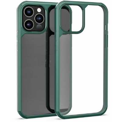 Cover custodia compatibile iPhone 12 Mini 5.4" trasparente cornice verde rigida - BS